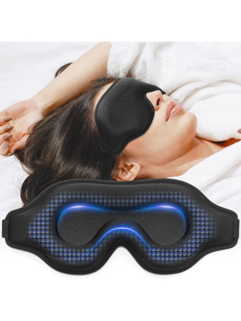 3D Contoured Weighted Eye Mask for Sleep, Adjustable Blackout Blindfold for